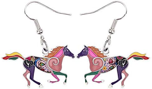 NEWEI Smalto Cute Orecchini Cavallo Pendenti Cavalli Gioielli De Donna Ragazze Regalo Charms Cavallo Accessori (Viola)