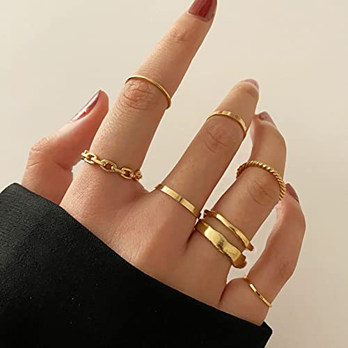 TseenYi Boho Knuckle Rings Set Oro Midi Finger Stackable Ring Vintage Finger Joint Rings Retro Midi Rings Gioielli per donne e ragazze (7pc)