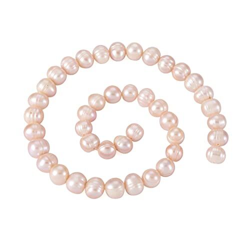 BB Beadthoven Beadthoven 1 filo naturale coltivato perle d'acqua dolce 8 ~ 9x7 ~ 10 mm a forma di patata marrone rosato perle per collana, bracciali, gioielli, artigianato, circa 47 pezzi/filo