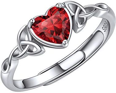 ChicSilver Anelli Donna Argento 925 Regolabili con Pietra Granato Portafortuna Gennaio Anelli Argento 925 Regolabili con Pietra Cuore Anelli Donna Rosso con Confezione Regalo