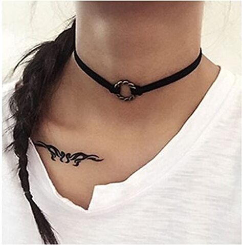 Inilbran Boho Hollow Velluto Corda Collana Nera Scamosciata Clavicola Catena Collana Retrò Velluto Collana Elastico Tatuaggio Collana Choker Gothic Cerchio Collana Choker Gioielli Per Donne E Ragazze