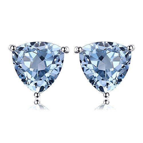 JewelryPalace Triangolo 1.9ct Naturale Cielo Blu Azzurro Topazio Birthstone Pure 925 Sterling Argento Stud Orecchini