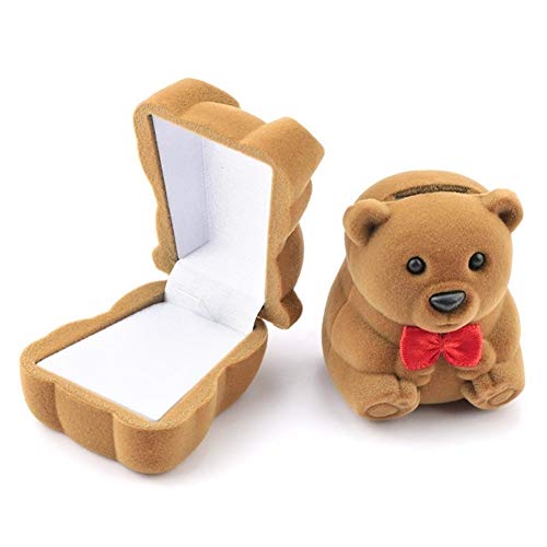 Homeilteds Bracciale Collana Box Container Wedding Ring Box for orecchini Display 1 pezzo gioielli titolare Gift Box Presents (Color : Bear brown)