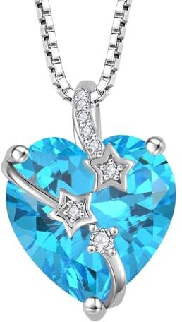 starchenie Collane Donna Argento Sterlina 925 Cuore e delle stelle Blu Zirconi Collane Ciondolo Gioielli Regalo