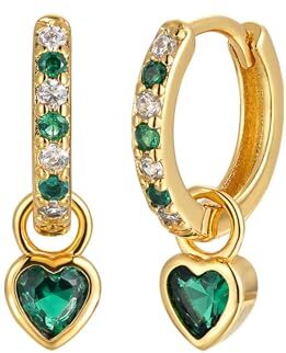 Cinhaojung Orecchini Cerchio Oro Per Le Donne Orecchini Verdi Con Verde Cuore Goccia Oro Placcato Orecchini Dorati Ipoallergenico Cubic Zirconia Pendolo Verde Gioielli Per Le Ragazze