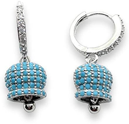 SiLo Bijoux ORECCHINI DONNA CAMPANELLA CERCHIO CON STRASS PENDENTE NOVITA' DISPONIBILI COLOROZIONI ORO E ARGENTO CONFEZIONE REGALO (SILVER AZZURRO)