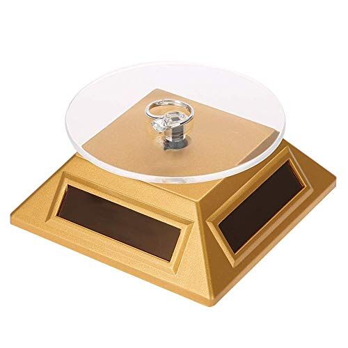 ZJchao Espositore per gioielli, supporto rotante a energia solare, girevole a 360°, disco girevole a 360°, supporto per telefono, supporto per gioielli, supporto girevole per esposizione