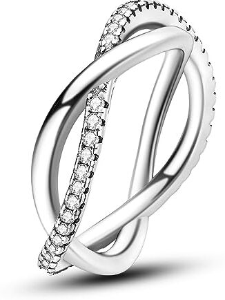 NARMO 925 Anelli in Argento Sterling per le Donne Shining Line Anello Cubic Zirconia Anelli Stacking Anelli Dimensione 19.5