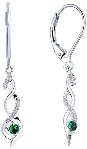 JO WISDOM Orecchini Infinito Twist Argento 925 Donna con AAA Zirconia cubica Può Birthstone Colore Smeraldo