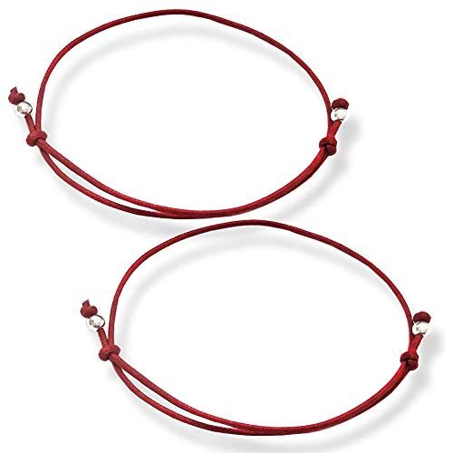 Flores Bracciale con filo rosso del destino (2), cotone, argento sterling