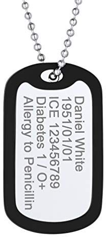 PROSTEEL Foto Personalizzata Collana Militare Cindolo Dog Tag Incisione Gratuita Testo Foto a Colori, Acciaio Inossidabile, Catena Palla, Unisex Donna Uomo, Argento (con Confezione)