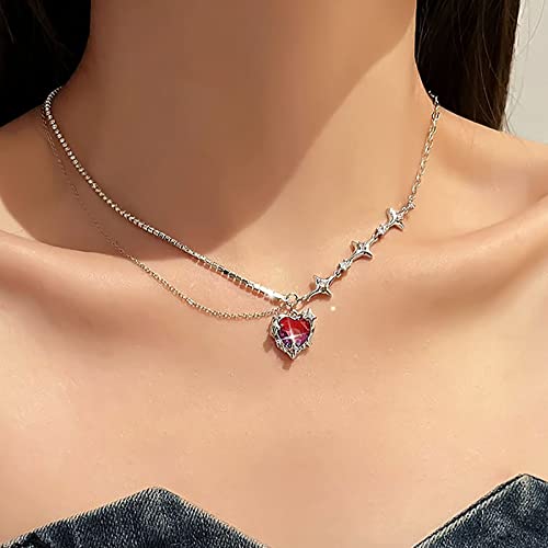 Atentuyi Collana A Strati Con Ciondolo A Forma Di Cuore D'amore Collana Di Cristallo D'argento Collana Di Cristallo Di Nascita Viola Collana Di Cz Stella Polare Collana Per Donne E Ragazze