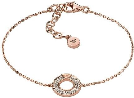 Emporio Armani Bracciale Donna, Bracciale con componenti in argento, H: 11,2 mm, L: 180, W: 11,2 mm, Oro Rosa (Rose Gold)