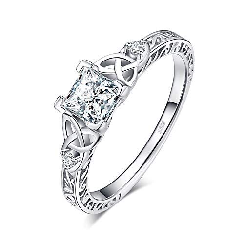 JewelryPalace Vintage Diamante Simulato Zirconi Anniversario Matrimonio Promessa Anello Donna, Anelli Donna Argento 925, Celtico Anello Fidanzamento Donna, Anello Solitario Argento 925, Gioielli Donna