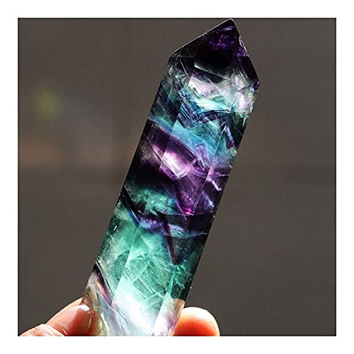 MOOWI Promozione pazzesca!!!Gemma verde viola con pietra a bacchetta di fluorite di quarzo di cristallo esagonale naturale ZoCzkgzd (Color : Multicolor, Size : 7.1-7.4cm)