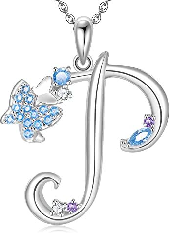 ULOMEOO Collana Donna Iniziali Argento 925 Pendente Ciondolo Farfalla Lettera P con Cristallo Gioielli Regalo Mamma Madre Nonna Moglie Figlia Fidanzata