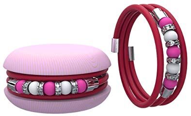 Too Late Macaron TOOLATE Bracciale Donna, Bracciale Charm Macaron in Caucciù con Perle Colorate e Strass, Made in Italy