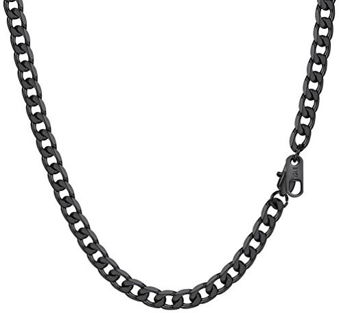 PROSTEEL Collana Uomo Donna Catena Cubana Grande Sottile 4mm, Lunghezze 70 cm, Acciaio Inossidabile, Nero, Hip Hop Punk, con Confezione Regalo