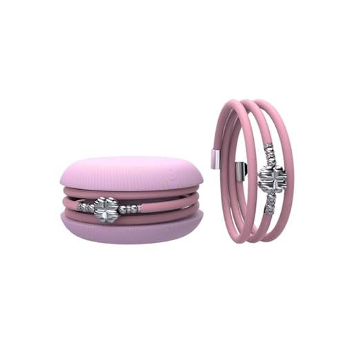 Too Late Macaron TOOLATE Bracciale Charm Macaron Donna in Caucciù con Simbolo, Charm Cuore Stella Quadrifoglio, Confezione Pasticcino Made in Italy