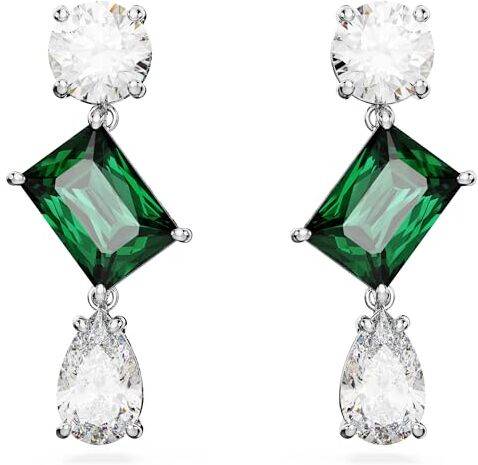 Swarovski Mesmera Orecchini Pendenti, con Zirconia  Bicolore a Taglio Misto, Placcatura in Tonalità Rodio, Verde