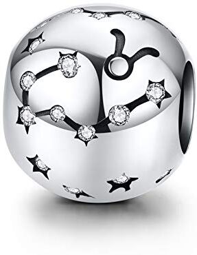 La Menars LaMenars Ciondolo Segno Zodiacale Originale Charm in argento Sterling 925 Compatibile con Braccialettie Collane Pandora Chamilia e Europei (Toro: 4.20-5.20)