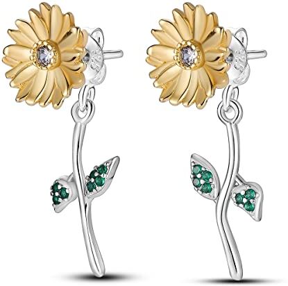 NARMO 925 Orecchini in Argento Sterling Orecchini Stud per Le Donne Girasole Orecchini Orecchini Fiore per Le Donne