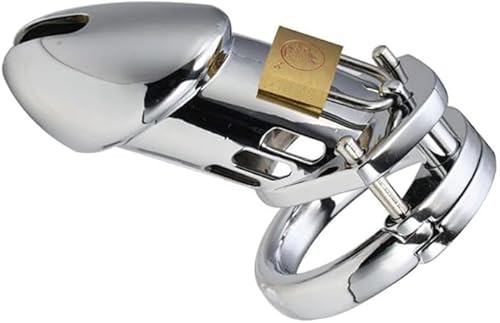 MOLUCI Anello da uomo in acciaio inossidabile con custodia protettiva Cǒck 45 mm (con chiave e lucchetto)