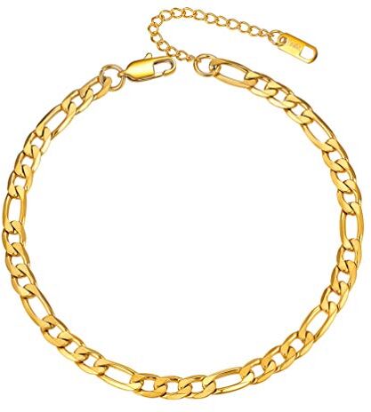 PROSTEEL Cavigliera Acciaio Inossidabile Cavigliera da Donna Cavigliera Acciaio Oro 25+5cm Regolabile