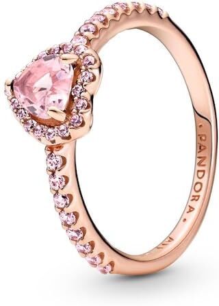 PANDORA Timeless Anello Heart placcato in oro rosa 14 k con cristallo rosa orchidea e zirconi cubici rosa fairy tale, 58