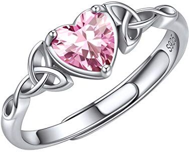 ChicSilver Anelli Donna Argento 925 Regolabili con Opale Pietra Portafortuna Ottobre Anelli Argento Regolabili con Pietra Cuore Anello Pietra Rosa Donna con Confezione Regalo