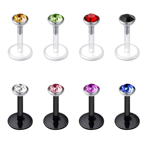 Mayhoop 16G plastica Labbro Bars Tragus Helix Cartilage Orecchino Studs Piercing 6/8/10mm Chiaro e Nero Portaoggetti Flessibile per Donne Uomini