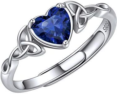 ChicSilver Anelli Donna Argento 925 Regolabili con Zaffiro Pietra Portafortuna Settembre Anelli Donna Regolabili con Pietra Cuore Anello Donna Regolabile Argento 925 con Confezione Regalo