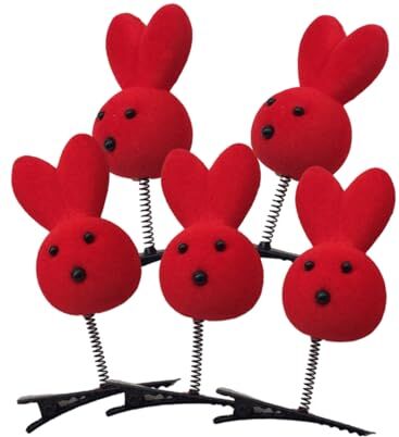 Hislaves Clip per capelli a forma di cuore Decorazione Unica Pin Set 5pcs Ragazza Divertente Spille con Cartoon 3d Piccolo Giallo Pollo Coniglio Orso Peluche Spri E