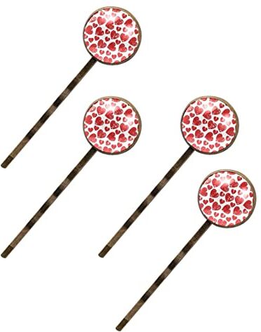 NLOOKS Retro Rosso Love Heart Pattern 4 Pezzi Vintage Hair Pins Donne Barrette Bobby Pins Decorativi Metallo Oro Tono Forcine Accessori per Capelli per Donne Ragazze