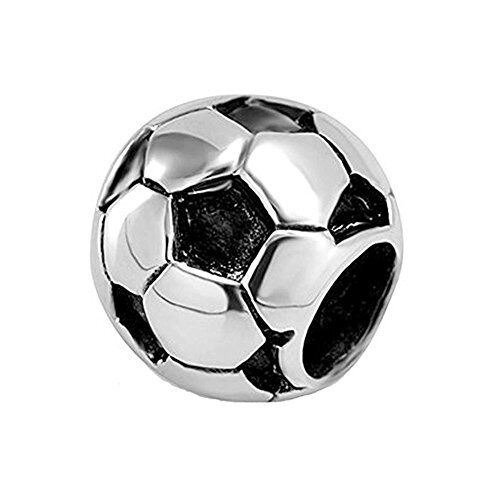 YiRong Jewelry Ball  Sfera in argento Sterling 925, per compleanni o semplicemente da esibire, per braccialetti Pandora Football