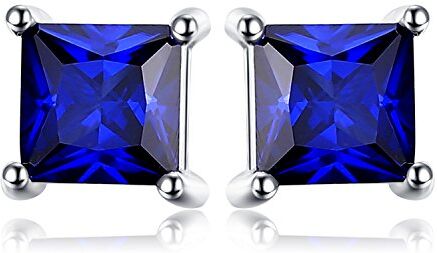 JewelryPalace 0.8ct Orecchini a Lobo Donna Argento 925 con Creato Zaffiro Blu, Piercing Orecchini a Bottone Donna con Pietre Dure a Taglio Principessa, Orecchini Blu e Argento Set Gioielli Donna