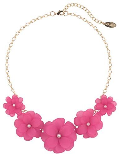 Bocar Collana girocollo da donna con ciondolo con fiori in acrilico(NK-10241-rose)