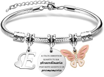 SAMORION A Volte Dimenticati quanto tu sia straordinaria pertanto questo è un promemoria-Moda Rosa Farfalla Ciondolo Lettere Iniziali Braccialetti Regalo Ispiratore Per le Donne Ragazze Nipote (E)