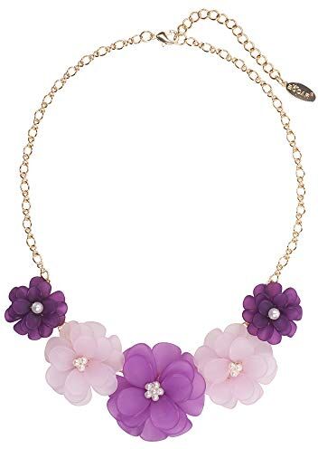 Bocar Collana girocollo da donna con ciondolo con fiori in acrilico(NK-10244-purple)