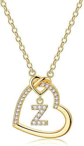 LIHELEI Collana Donna Argento, S925 Argento 26 Lettera Maiuscola Con Zirconi Collana Moglie Mamma Compleanno Natale Anniversario Festa Della Mamma Gioielli Donna Regalo Z(Oro)