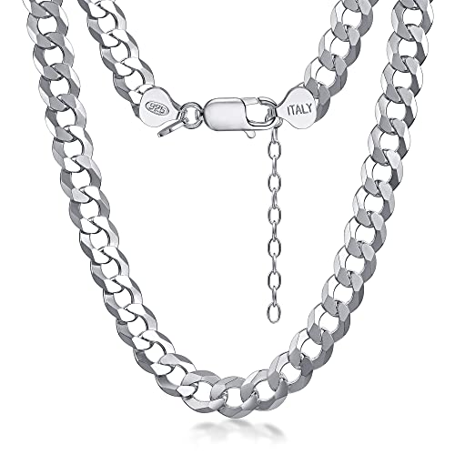 Amberta Collana Cubana in Argento Sterling 925 per Uomo: Collana in Argento 7.9 mm 41 cm