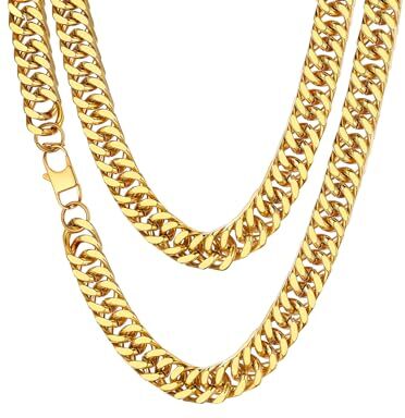 ChainsHouse Catena a maglia grumetta da uomo placcata in oro Hiphop Rapper Gioielli unisex Collana con catene in acciaio inossidabile lucido e pesante per uomo Donna 18 "20" 22 "24" 26 "28" 30