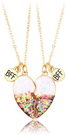 IERCZA collane bff, Collana Pendente Amicizia Set Best Friends Collana BFF Collana Cuore Viola Collana Amicizia per 1 Ragazze Regalo di Compleanno per Migliori Amici（sfumatura rosa）