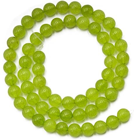 Tiuimk Perline rotonde in giada verde lime, 6 mm, perline di pietra preziosa naturale per la creazione di gioielli