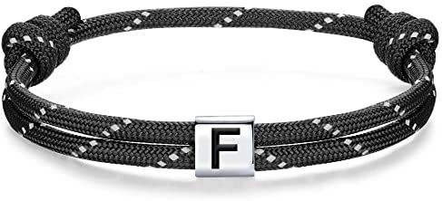 J.Endéar Bracciale Nautico con Iniziali Lettera F Argento 925 Charm per Donna Uomo Amicizia Regalo Partner