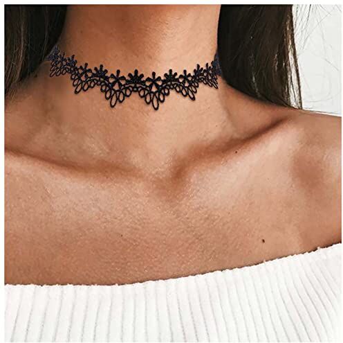 Allereya Collana Vintage In Pizzo Nero Collana Fiore In Pizzo Gotico Anni 90 Collana Tatuaggio Vittoriano Gioielli Per Donne E Ragazze (stile 2)