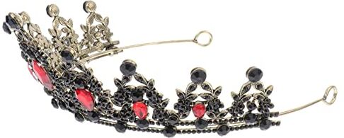 SHERCHPRY 1 Pc Diadema D'epoca Strega Scarlatta Copricapo Ingioiellato Rosso Matrimonio D'epoca Tiara Nuziale Con Strass Decorativa in Strass Accessori Emo Nero Nera e Regina Mancare Torta