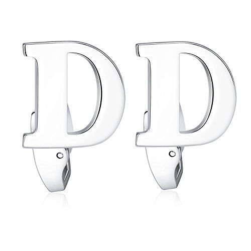 Bear Gemelli Iniziali della Lettera dell'Alfabeto per gli Accessori della Camicia da Uomo, Acciaio Inossidabile Argento (D)