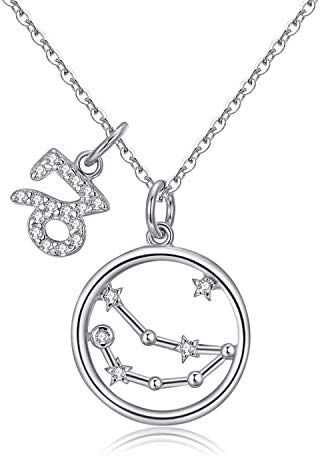 Qings Collana Segno Zodiacale Donna Bff Collane Argento 925 Pendente Capricorno Amicizia, Regalo per Bambine e Ragazze Bambina