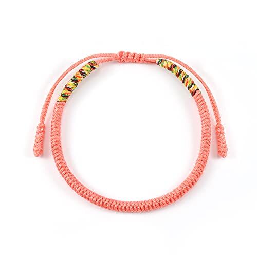 QianSiLi Filo Rosso Del Destino Braccialetti Corda, Fatto A Mano Braccialetto Rosso Bracciali Tibetani, Taglia Regolabile Braccialetto Portafortuna, Bracciale Filo Adatto A Uomini Donne Rosa